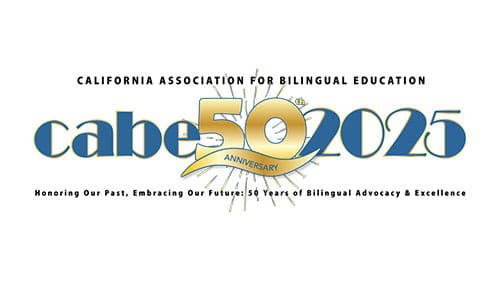 California Association for Bilingual Education 50th Anniversary logo, honoring bilingual advocacy and excellence.