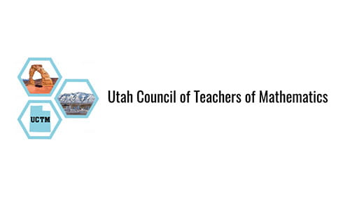 Utah Council of Teachers of Mathematics logo with hexagonal icons.