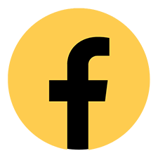 Facebook logo in black on yellow background