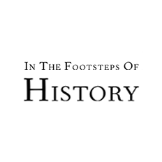 Logo depicting the phrase 'In The Footsteps Of History' in an elegant serif font.