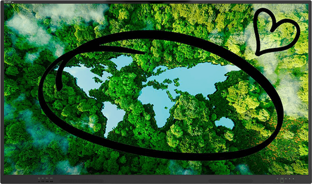 NX series SMART Board with a heart inked on it